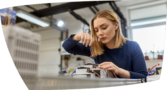 female technician student PLC STEM mechatronics