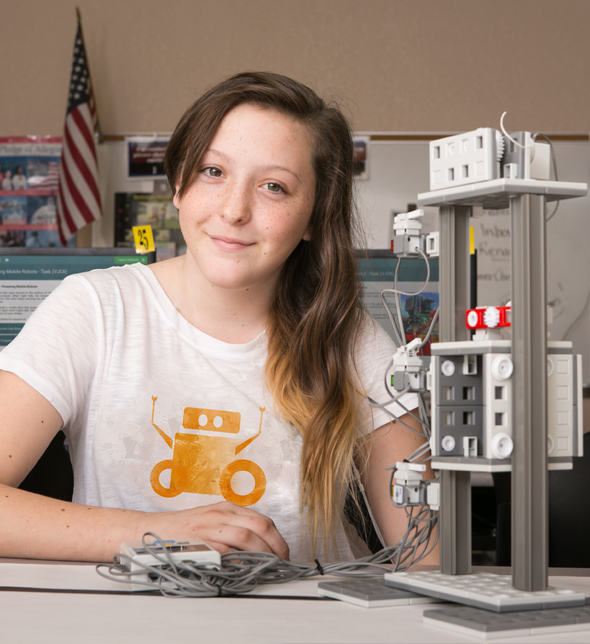 Student using Engineering Construction Kit