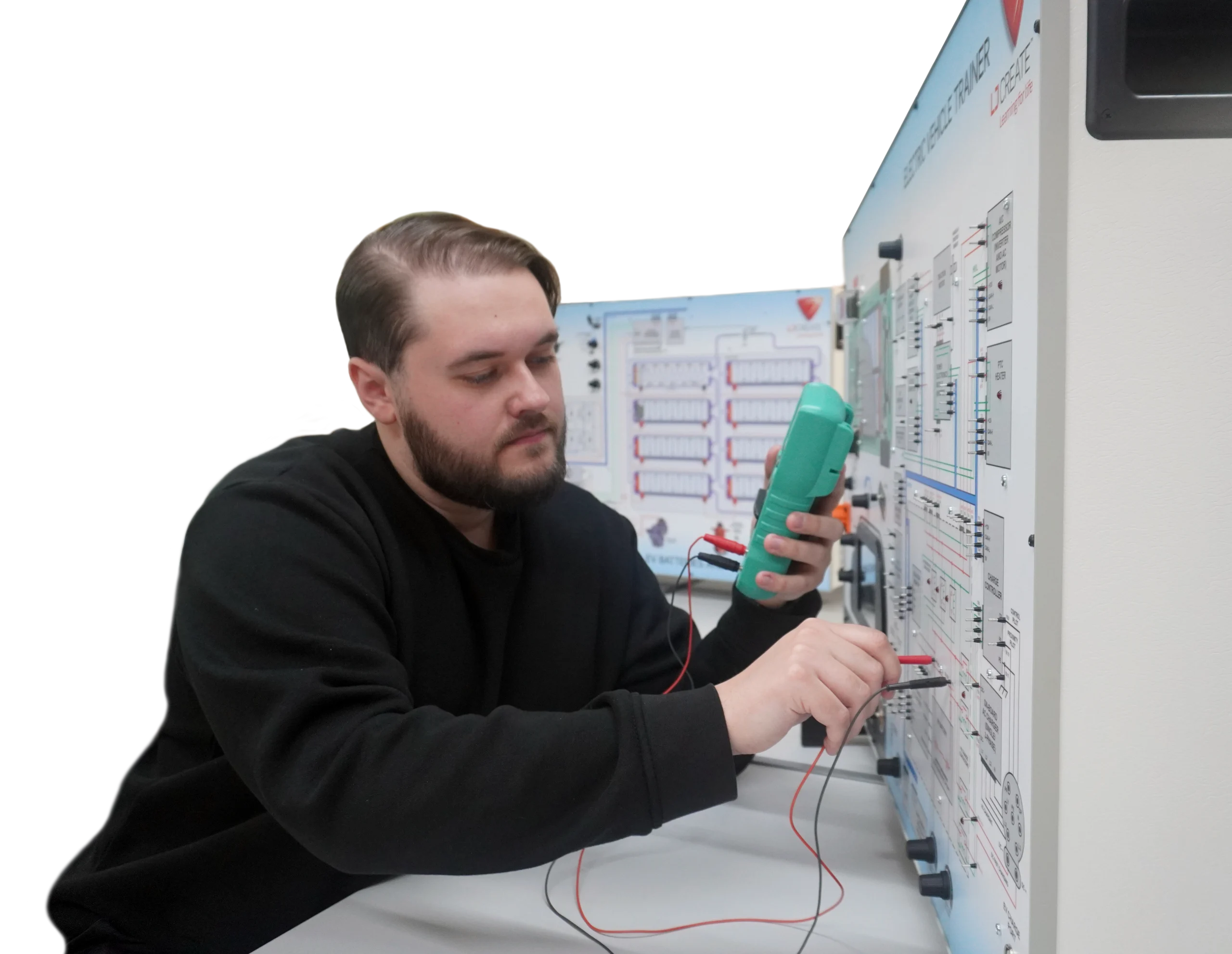 student working on an LJ Create EV Panel Trainer